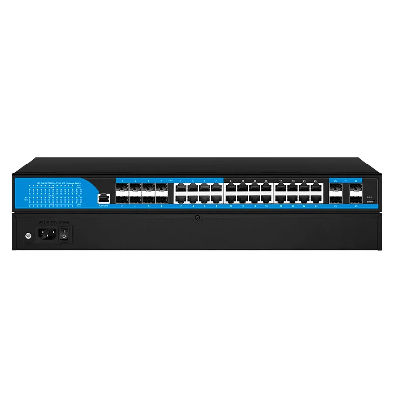 16 ກິກາບິດ POE 16 Combo L3 ໂມນິເຕີ້ ບອດ 24 RJ45 12 SFP Ports Ethernet Management Switch