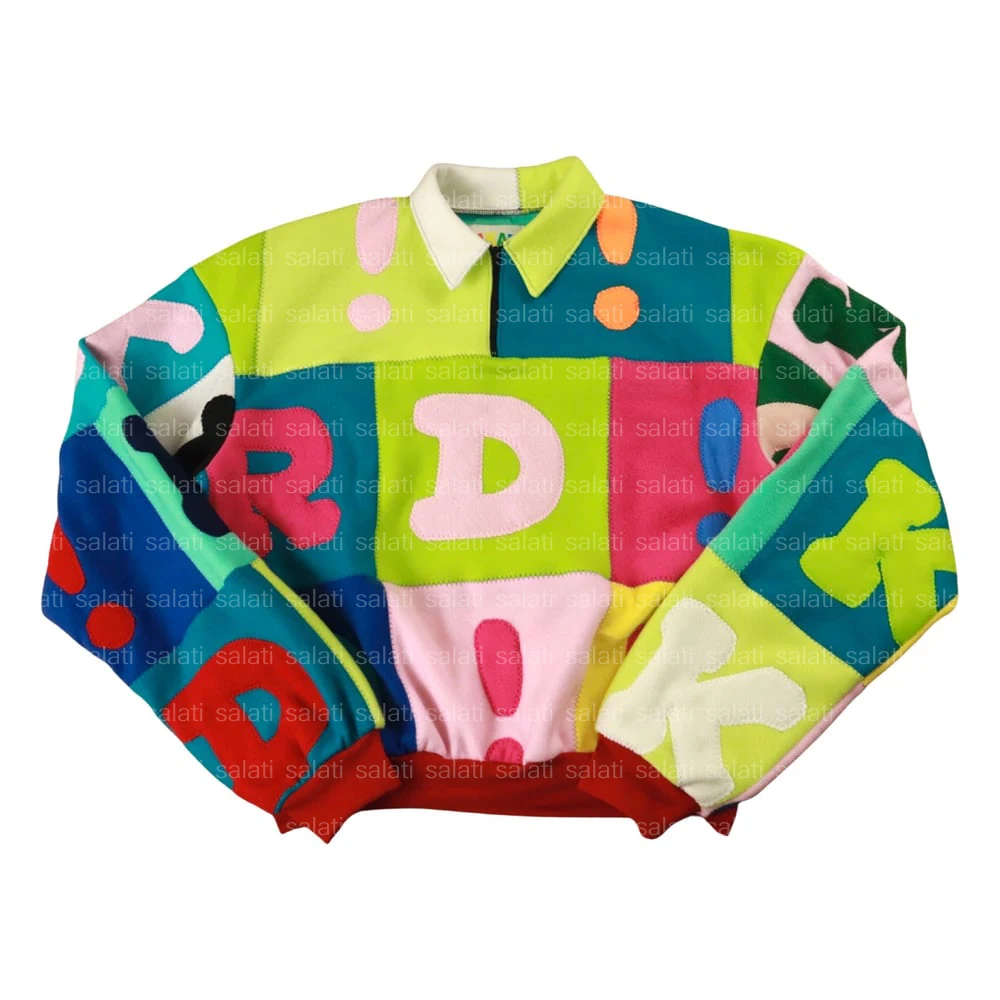 Custom Baggy Polo Neck Oversized Heavyweight Colorblock Fleece Cotton Patch Print Quarter Half Zip Embroidered Sweatshirt for Me gallery 7