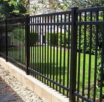 Ornamental spear /flat top steel fences metal black galvanized steel fence designs industrial aluminum fence