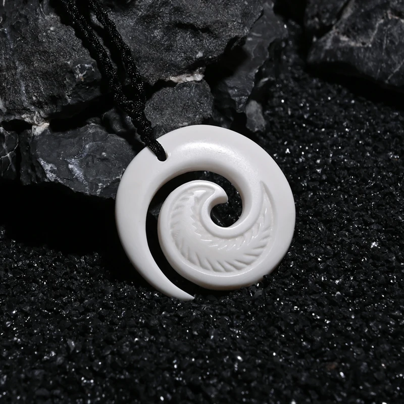 Hand Carved Family Koru Bone Carving store Pendant