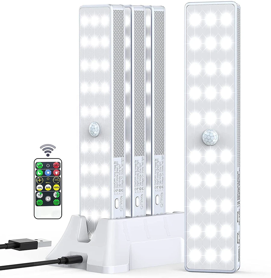 LED Living Room White 3.7V Modern Clear Glass Remote Led Cabinet Lamp 80 Led Wireless Charging Station LED Closet Lights 150 >3m