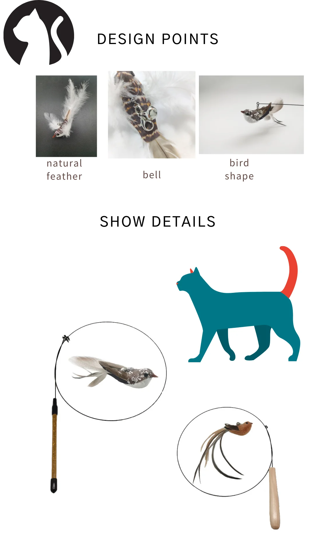 Feather cat wand in action