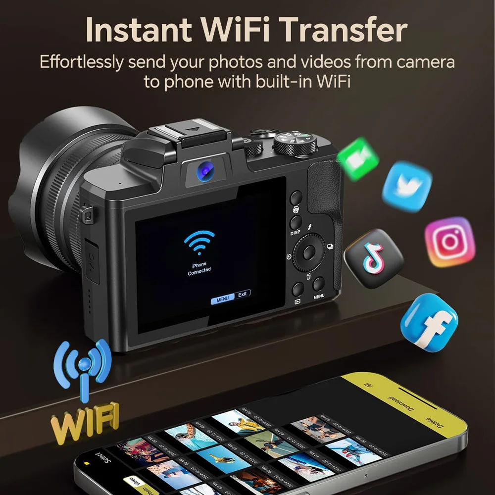 fotocamera, Videocamera for vlogging 4K, 64 MP, con zoom digitale 16x, schermo a colori IPS da 2,4 pollici, batteria 800 mAh, fotocamera viaggio compatta(64GB fotocamera, Videocamera for vlogging 4K, 64 MP, con zoom digitale 16x, schermo a colori IPS da 2,4 pollici, batteria 800 mAh, fotocamera viaggio compatta(64GB