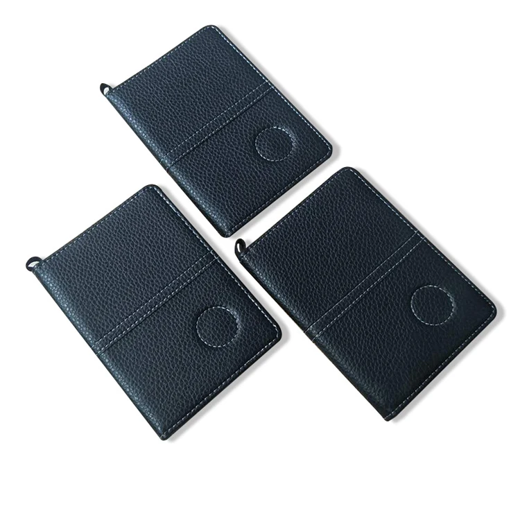 Custom Magnetic Golf Ball Marker Black PU  Leather Golf Score Card Holders manufacture