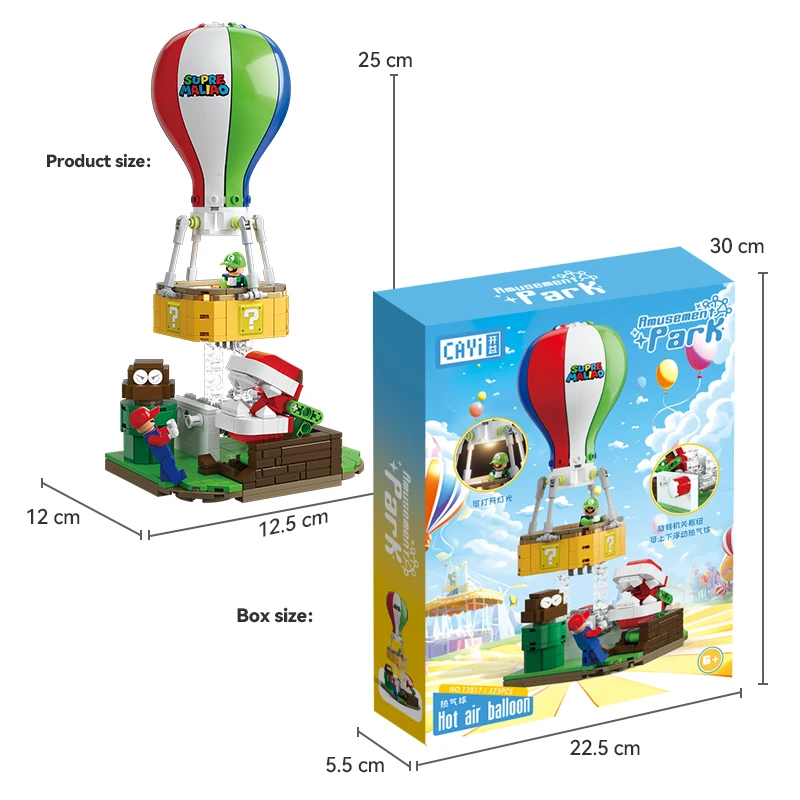 CAYI NEW Bricks Toys Super Marioed Bros Game Mini Figures Hot Air Balloon Building Block Sets Construction Cartoon Brick Toys