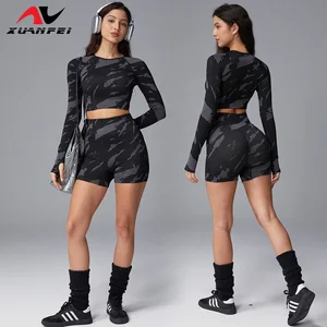 Hot-Selling Personality Trend Black Tie-Dye Breathable Home Leisure Gym Training Yoga Sports Shorts Set