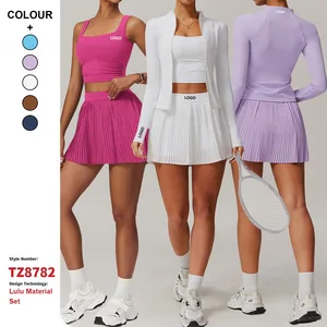 Custom Women's Summer Fitness Tennis Dress Quick Dry High Stretch Breathable Golf Sports Clothes with Front Waist Logo Position