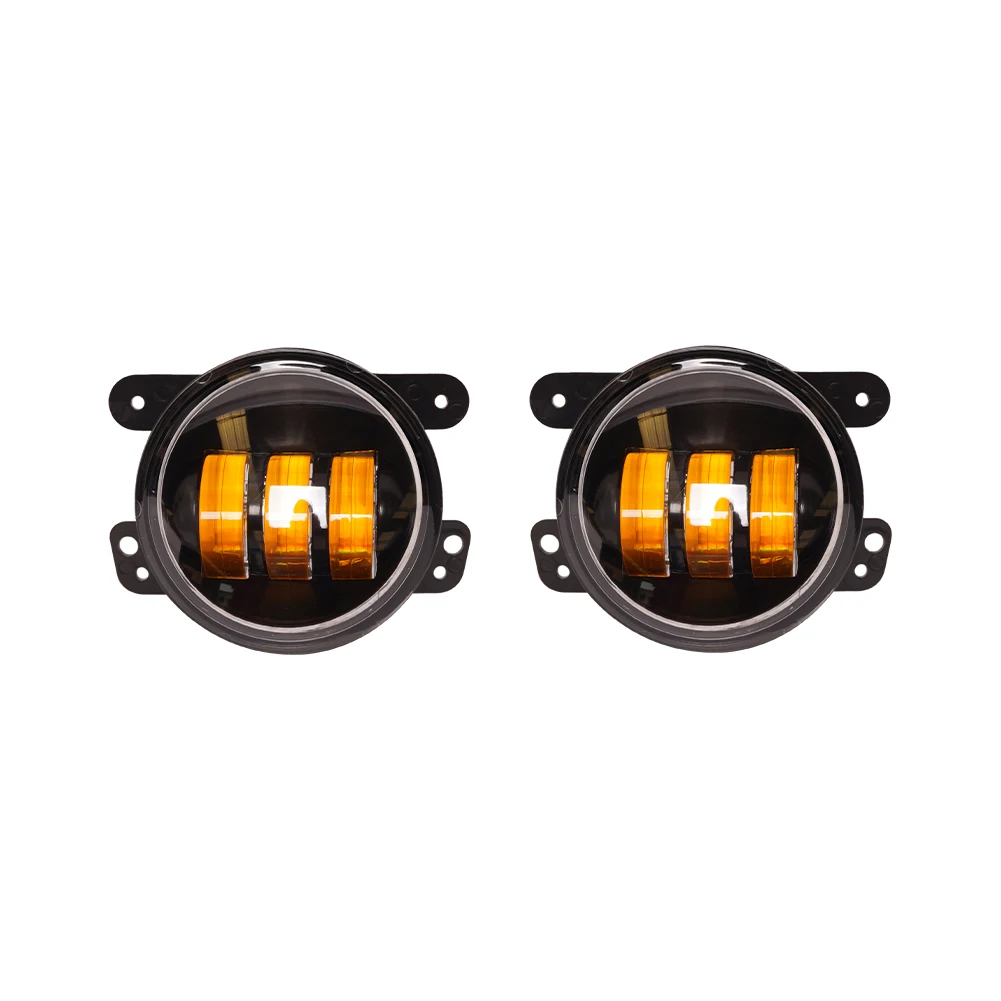 4 Inch Led Fog Light with White and Amber Halo Ring Compatible for Jeep JK details