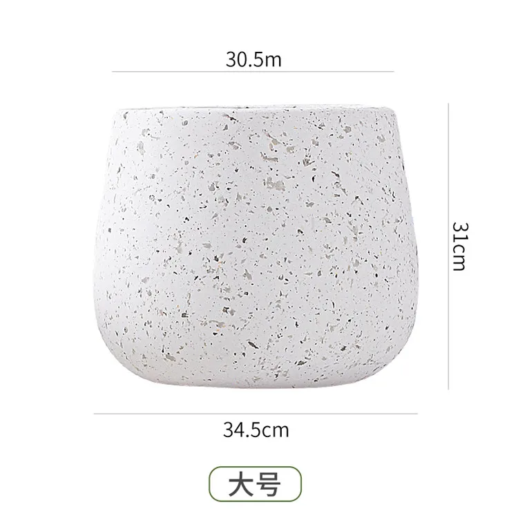 Нордический минималистичный круглый уличный белый Стекловолоконный терраццо цементный плантатор горшки для растений декоративный садовый цветочный