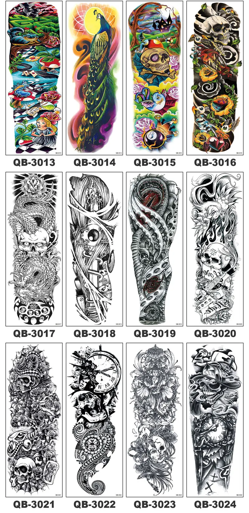 Full Arm Temporary Tattoo Stickers - Waterproof & Customizable