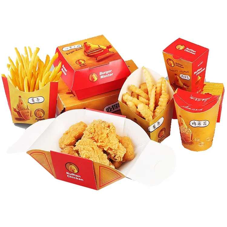 Custom Logo Design Carton Takeaway French Fries Chicken Packaging Box –  Fastfoodpak