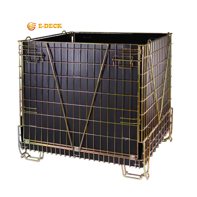 Folded Galvanized Steel Welded Factory Wire Mesh Pallet Assemble Cage for Warehouse