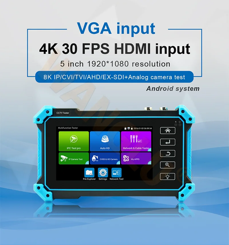 8K IP Camera Tester with Cable Tracer IPC5200C Plus 8MP AHD CVI TVI SDI CVBS IP Camera Test 4K HD Display HD-SDI Video Monitor