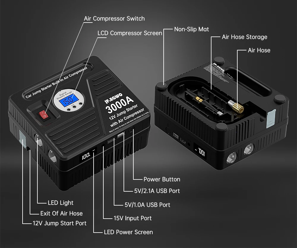 Миниатюрный портативный многофункциональный литиевый автоматический аварийный инструмент пик 3000 А автомобильный бустер пусковой блок аккумулятор пусковое
