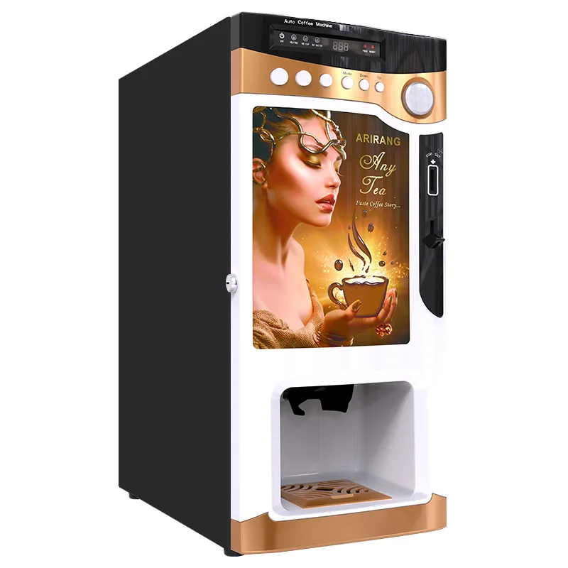 Milk/Tea/Juice Coin Operated Automatic Fully Instant Coffee Vending Machine  With Cup Dispenser