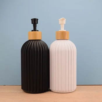 luxury matte black frosted plastic lotion pump bottle 500ml shampoo bottles for body wash packaging