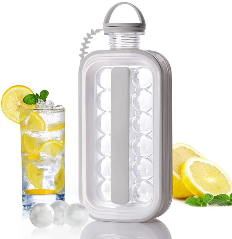 2in1 Portable Silicone Ice Ball Mold Ice Maker, Water Bottle Ice