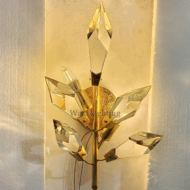 High End Modern Creative Design Crystal Wall Sconce for Home Interior Luxury Gold Tree Branch Wall Lamp