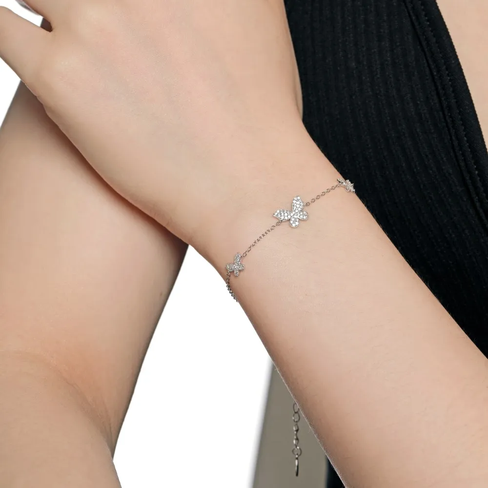 KAKODIY Fashion jewelry 925 Sterling Silver adjustable charm tennis bracelet for women 18K gold plated butterfly bracelet detail 1