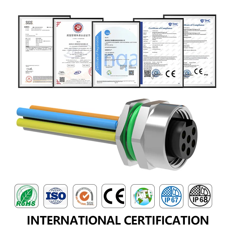 Hot Selling Female Panel Mount Connector 7/8 6pin rear lock Watertight connector ip67