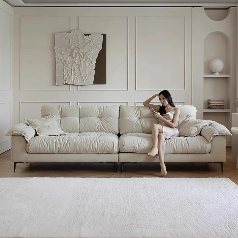 Modern Italian HTL Tall Cloud Sofa with Extendable Feature Cat Scratch Resistant Cloth In-Line for Villa or Apartment
