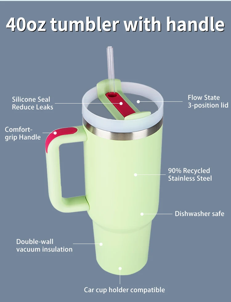 40oz Tumbler With Handle Sublimation Quencher Adventure H2.0 Flowstate Tumbler 40oz Leopard