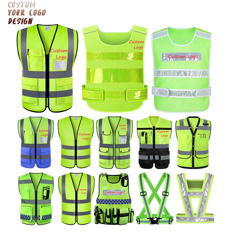 Safety Vest With Custom Logo Reflective Jacket Work Clothes Tape High Visibility Class 2 3 Construction Mesh Hi Vis Safety Vest