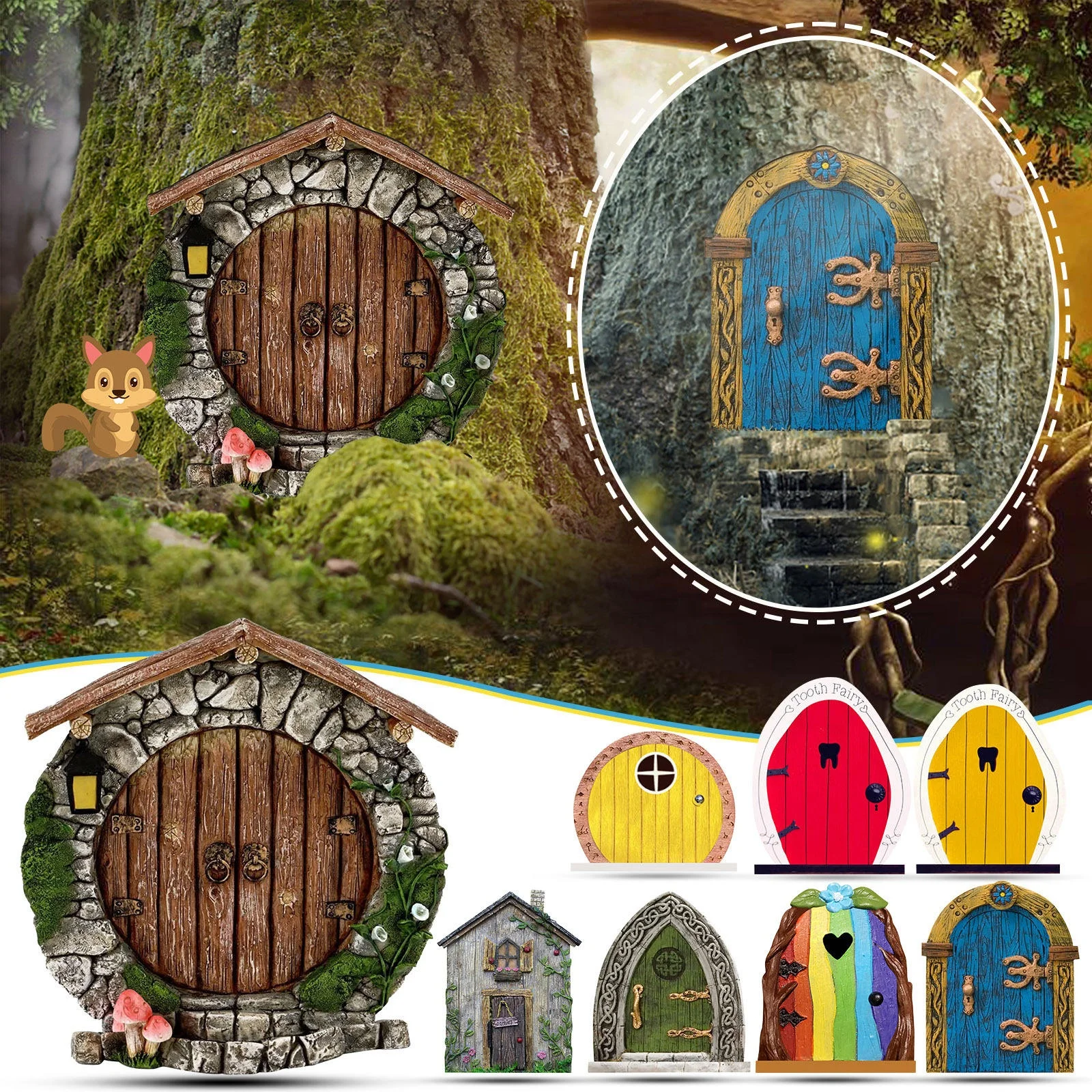 6-teiliges Feenfenster-Set Aus Holz – Miniatur-Ornamente Für Feengarten, Puppenhaus & Deko