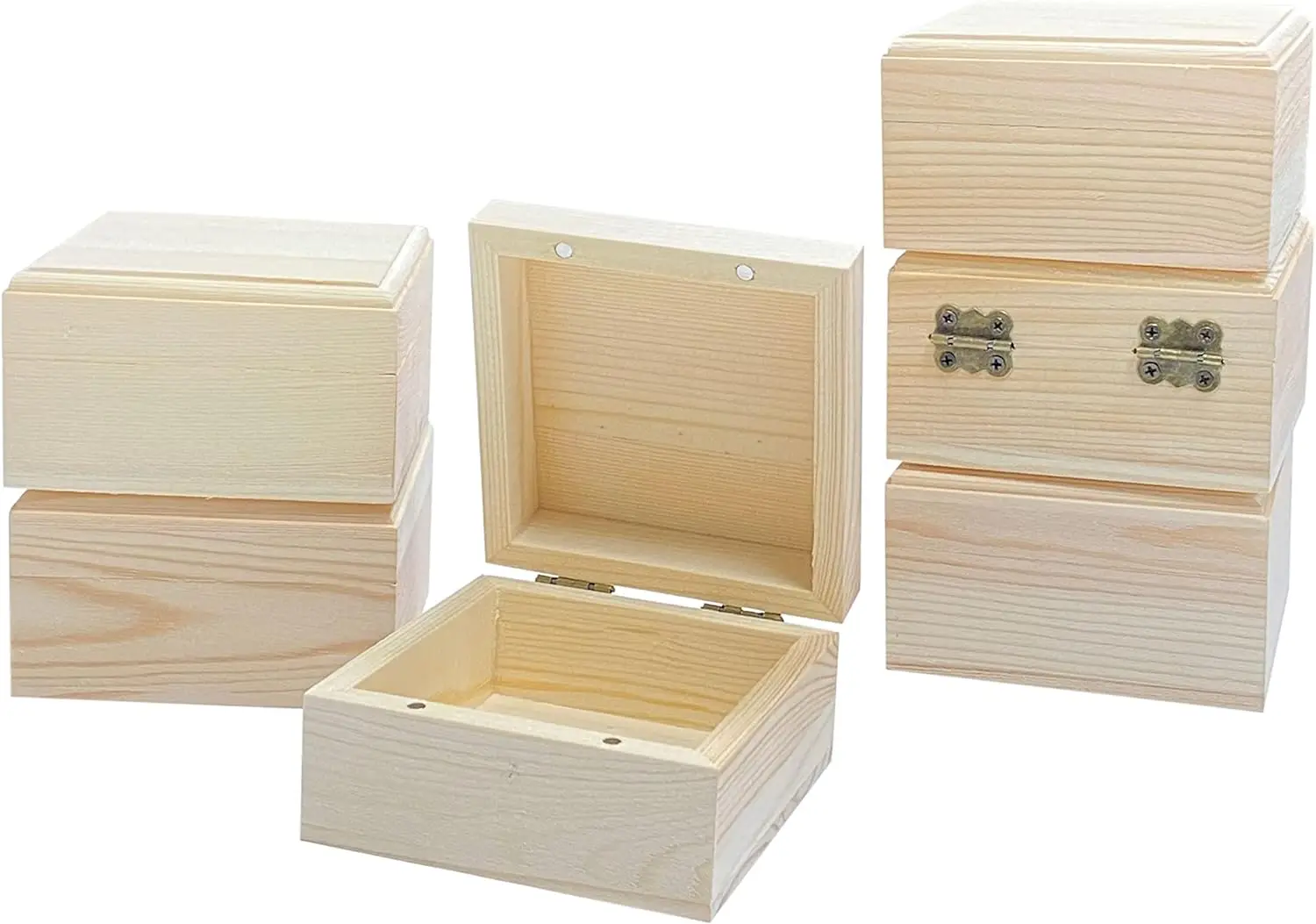 Factory Sale Various Widely Used Unfinished Wood Box Crafts Wooden Square Box