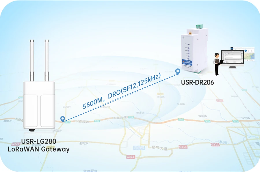 PUSR DIN Rail Serial RS485 to LoRaWAN Converter wireless network gateway Long-range Communication Stable Reliable data USR-DR206