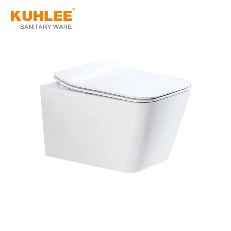 CE European Standard Sanitary Ware Square Shape Back To Wall WC Ceramic Wall Mounted Hung Toilet For Home