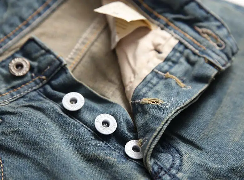Retro Hole Ripped Distressed Jeans for Men Straight Washed Hip Hop Denim Trousers Casual Male Stacked Jean Pants