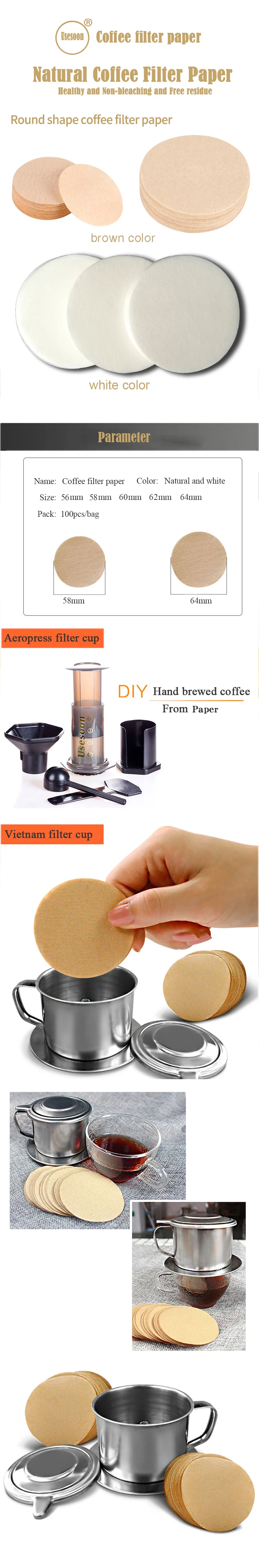 100pcs 56mm/60mm/68mm Moka Pot Filter Paper Hand-Brewed Moka Pot Paper  Filters Coffee Pot Filter Moka Pot Coffee Filter Paper