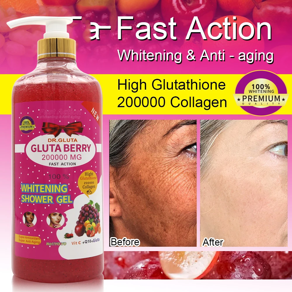 glutathione fsa eligible Private Label Body Wash Gluta Berry Fast Action Fading Freckles Exfoliating  Brightening Moisturizing Body Whitening Shower Gel