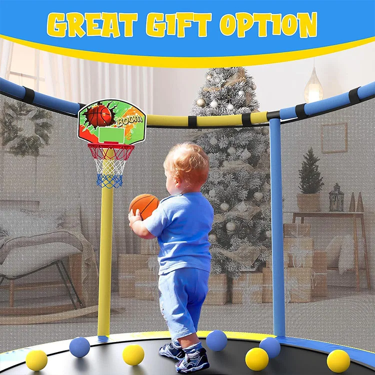 Zoshine Mini Kids Outdoor Trampoline Wholesale Baby Jump Free Trampoline with Safety Net and Basketball Hoop
