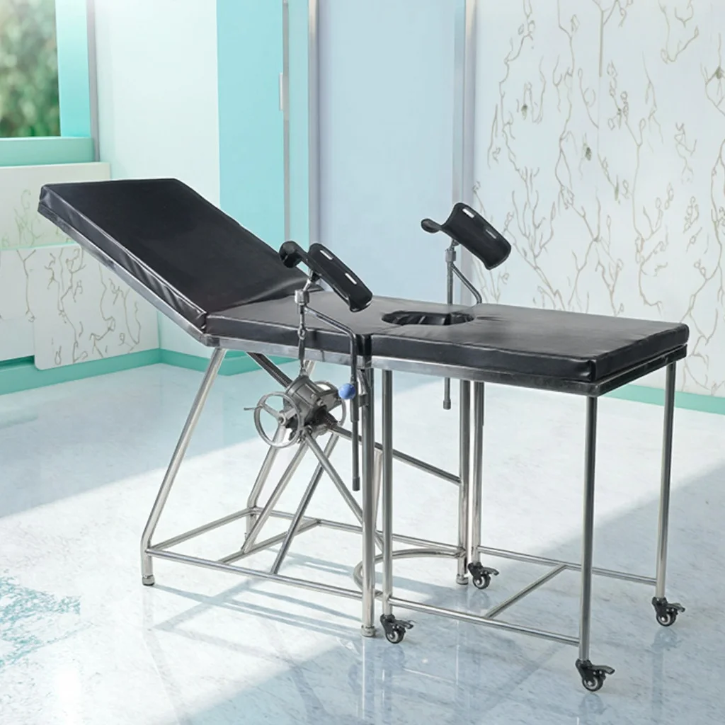 Premium Stainless Steel Gynecology Exam Table with Adjustable Stirrups and Infusion Feature for Hospital Clinical Procedures 3