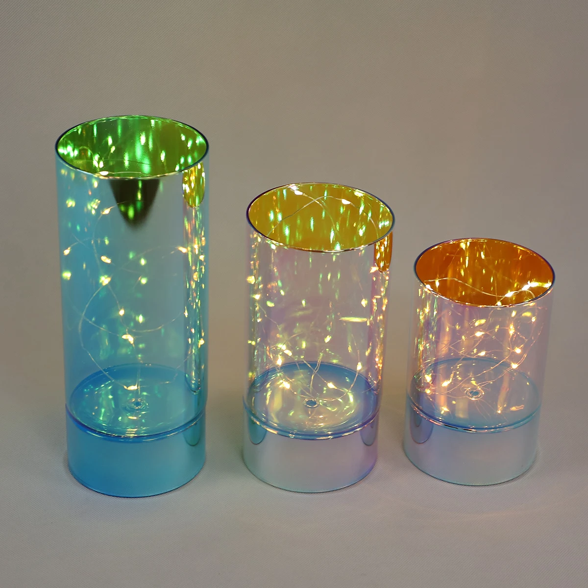 Lighted Glass Luminaries, Illuminated by String Lights cylinder glass novelty lamp decoration