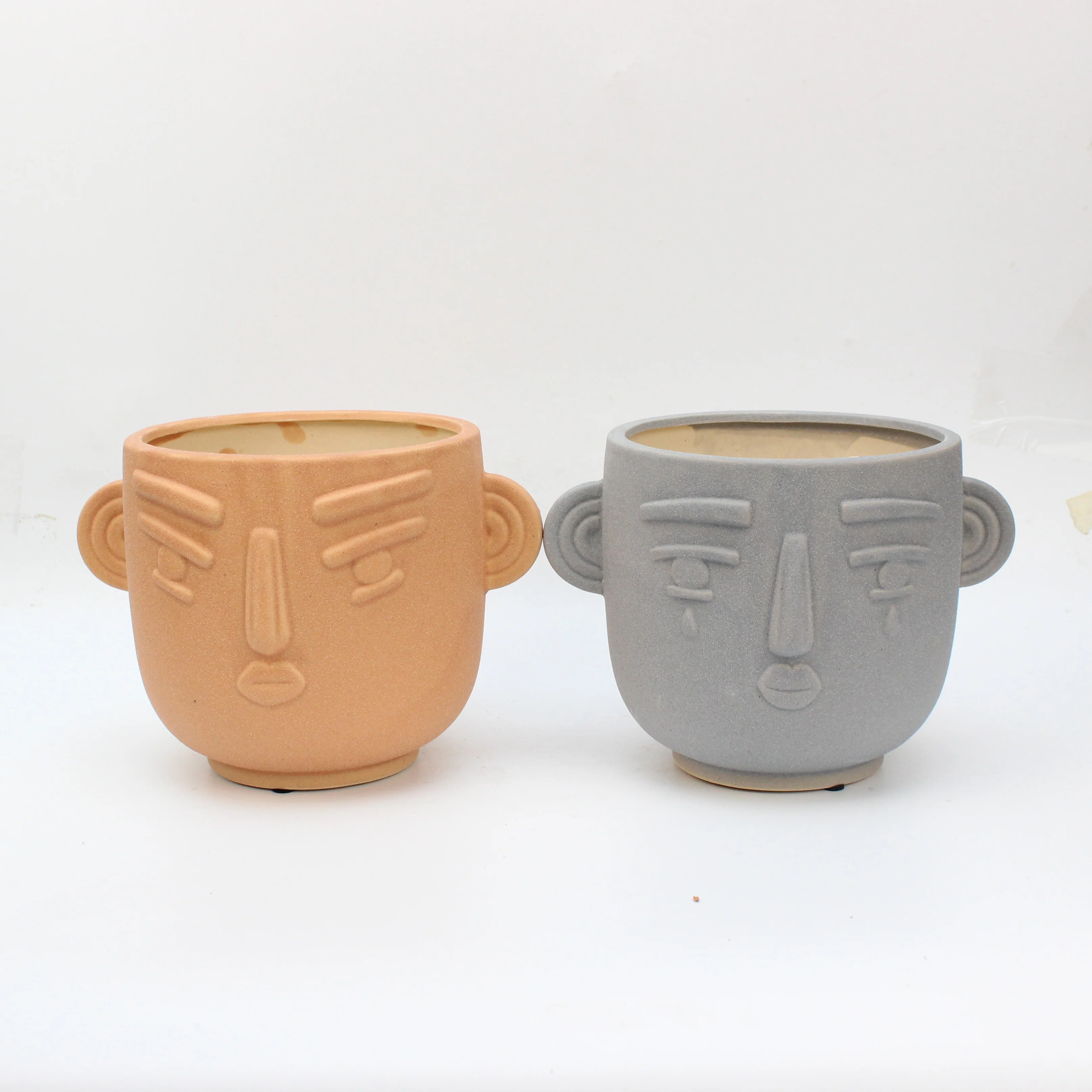 Горшок для растений с лицевой головкой, суккуленты, горшок с дренажным отверстием, кактус, керамический горшок для дома и улицы, милый горшок для растений и цветов