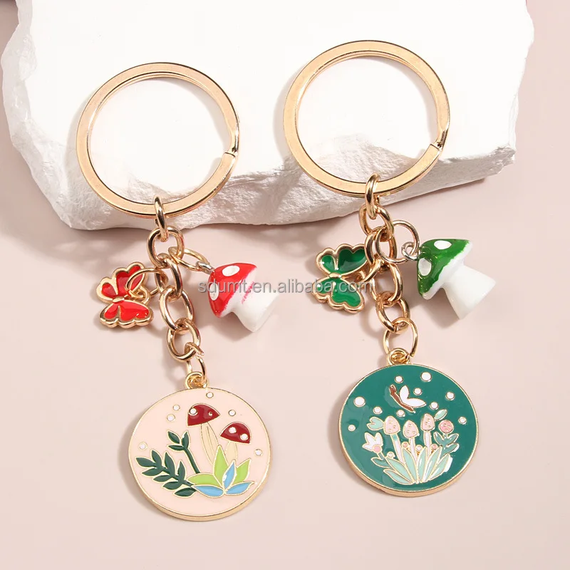 Hot Sale Keychain Flower Mushroom Butterfly Key Chain Metal Key Ring ...