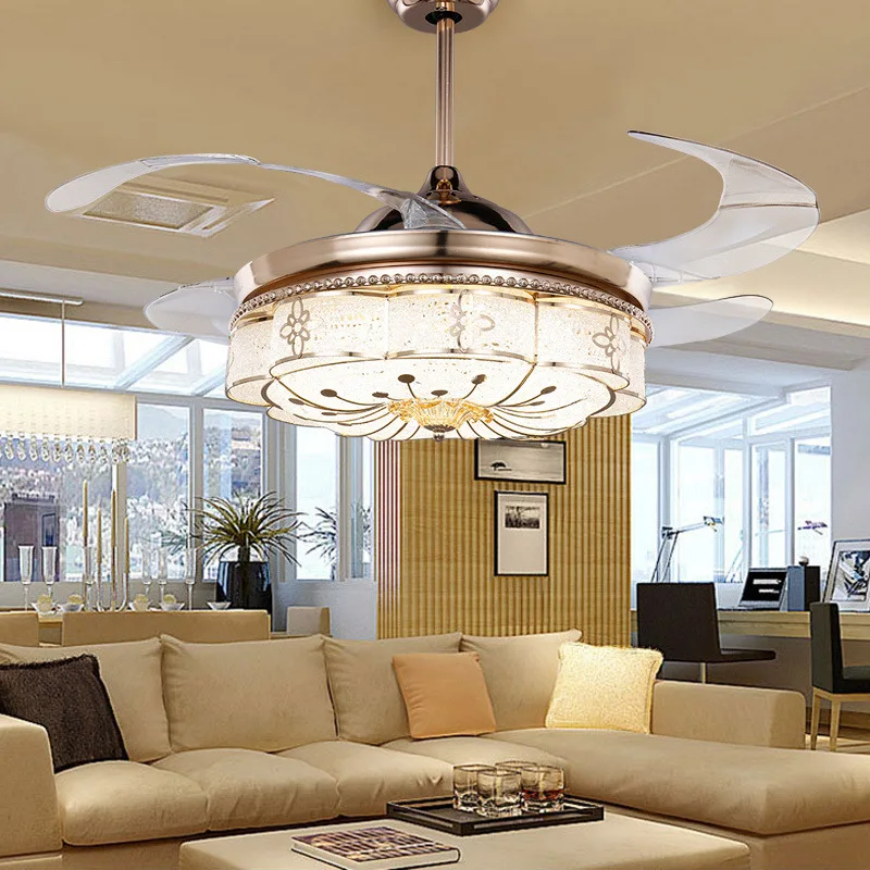 Led ceiling fan with light crystal fan light with remote led fan light