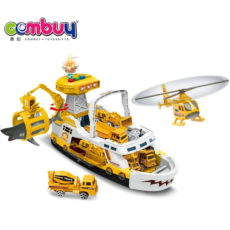 Ship Shark Boat Launcher Car Track Assembling Parking Lot Toy
