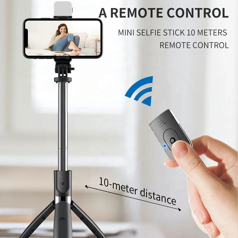 L02s Extendable Wireless Remote Control LED Fill Light Monopod Selfie Stick Tripod for Smartphone