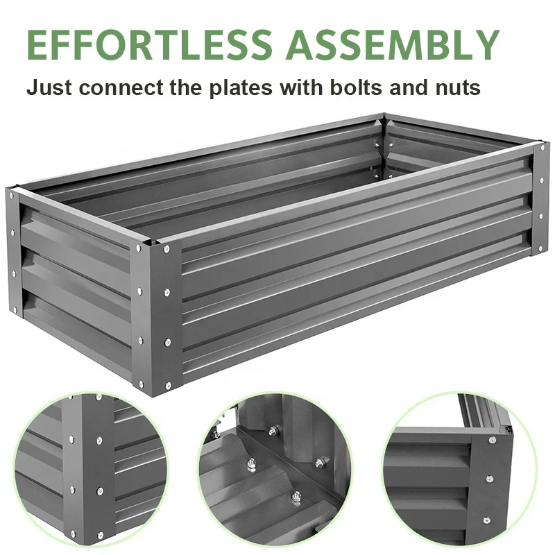 Galvanized Steel Garden Bed Kit Outdoor Planter Box Metal Raised Garden