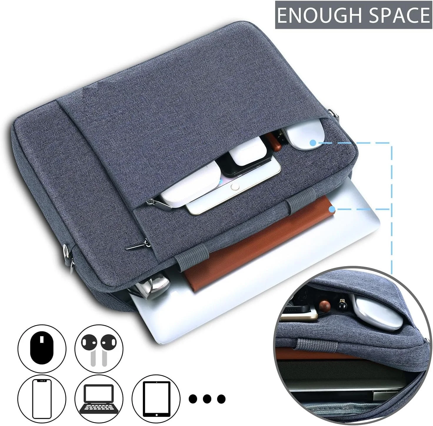 product shoulder strap carrying briefcase messenger large case laptop sleeve case shockproof eva business carrying cover bag-32