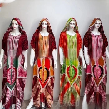 Muslim Style Drilling Beading High Density Chiffon Loose Boubou Cloak Shawl African Custom Kaftan Dress