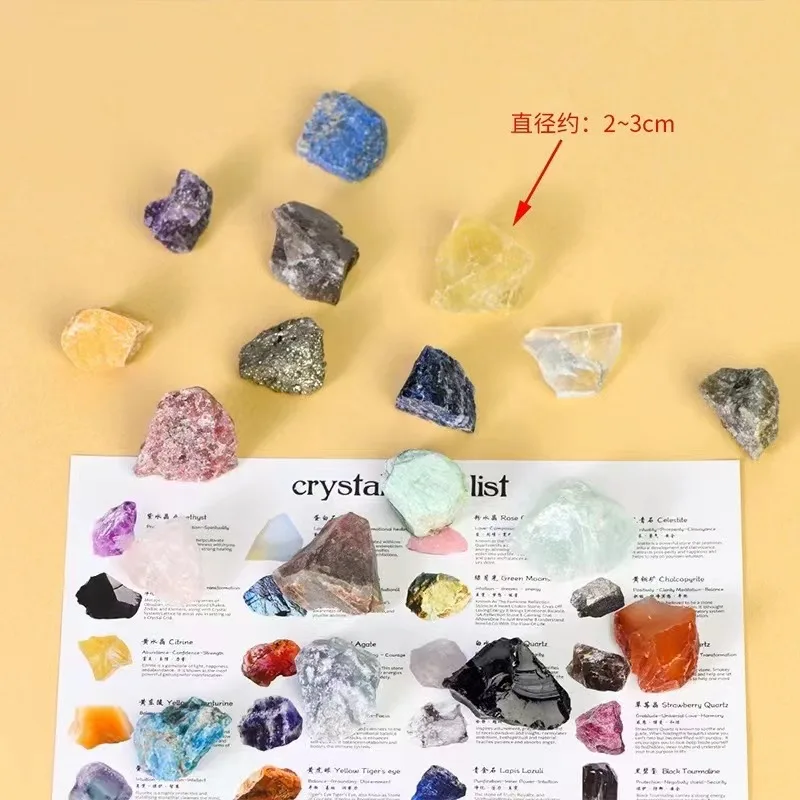 Natural Crystal Rough Stone Irregular Polished Stone Stone Marked Moon Stars Blind Box Set Decoration