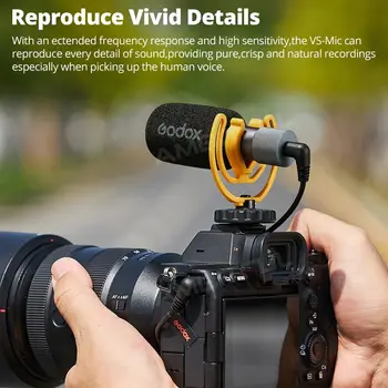 GODOX VS-Mic Universal Video Microphone with Shock Mount, Deadcat Windscreen,Heart-Shaped Pickup Mode detail image