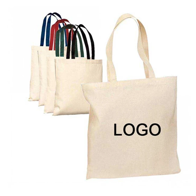 Promotional Carry Long Handle Customer Design Shopping Tote 100% Cotton ...