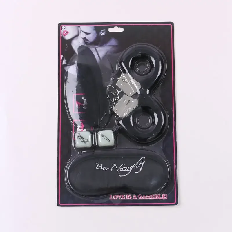 Sex Paddle Whip for Adult Game Bondage Kit 4pcs-set Handcuffs Dice Spanking Blindfold Eyepatch Flirting Exotic Toys for Lovers