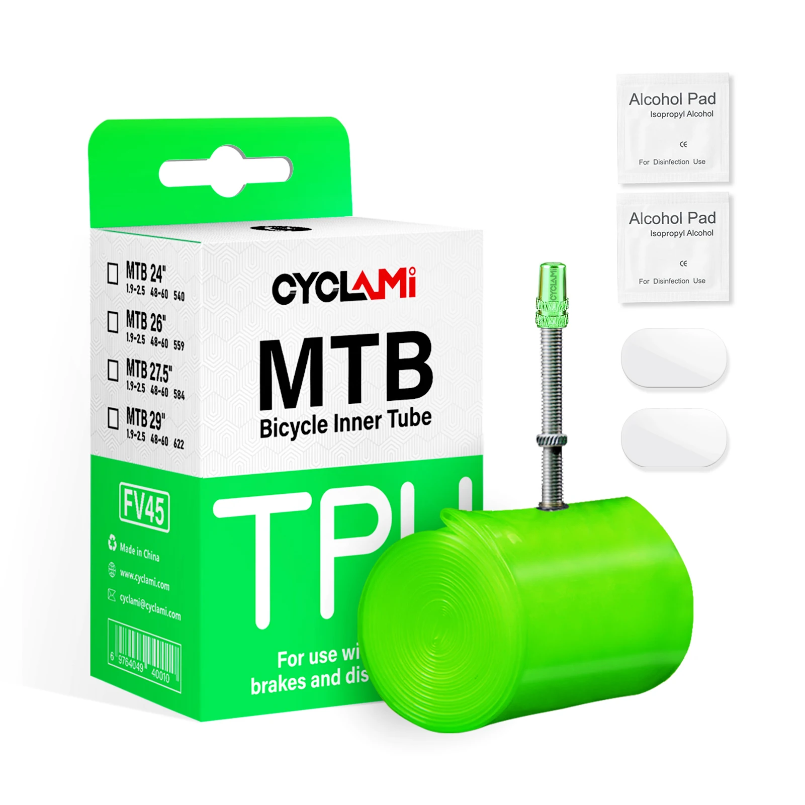 CYCLAMI 45mm Super Light TPU Bike Inner Tube 26 27.5 29 Inches MTB Bicycle Tire with French Alloy Valve